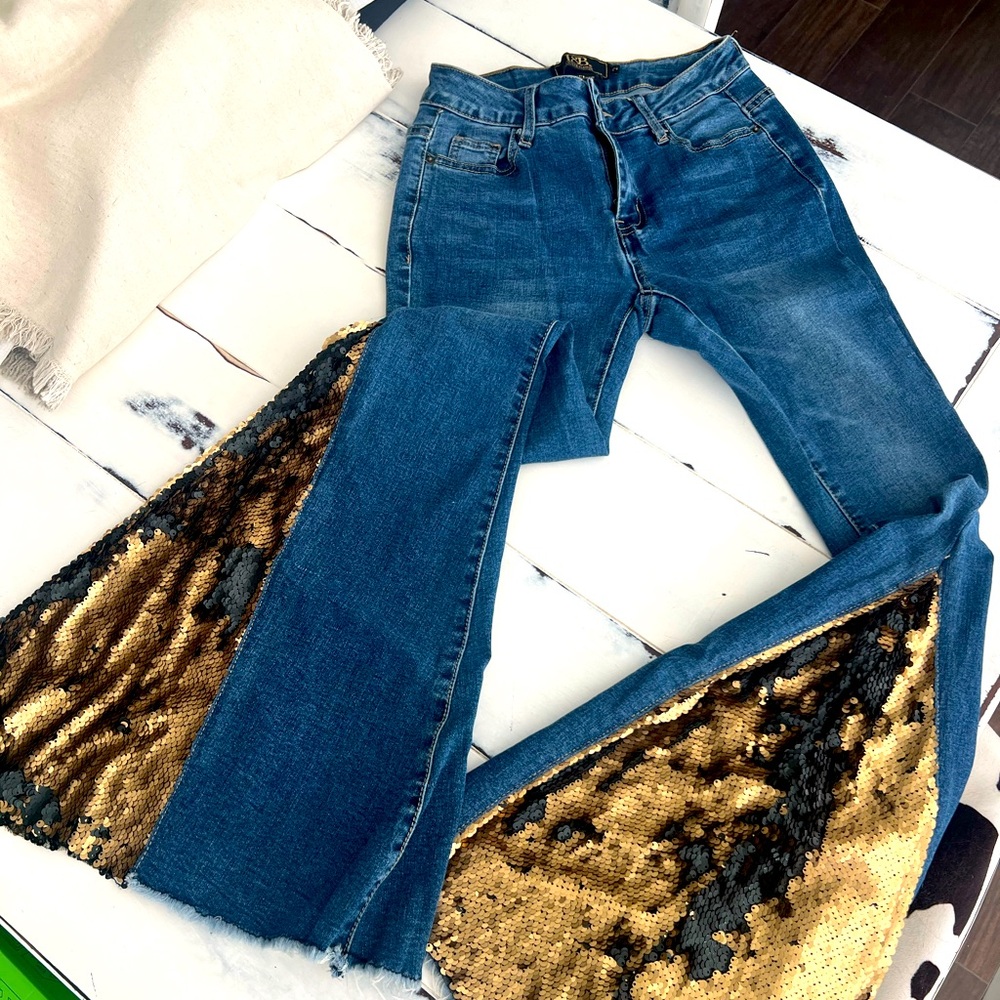 Lucky & blessed size 2 flare sequin bottoms